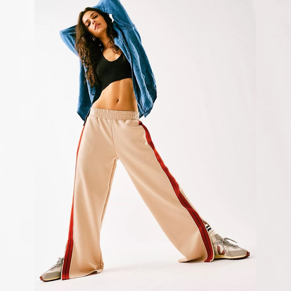 Free People Sophie Retro Track Pants Ankle Zip High Rise Womens Size XS Bohemian
